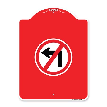 Amistad 18 x 24 in. Designer Series Sign - No Left Turn with Graphic Only, Red & White AM2075899